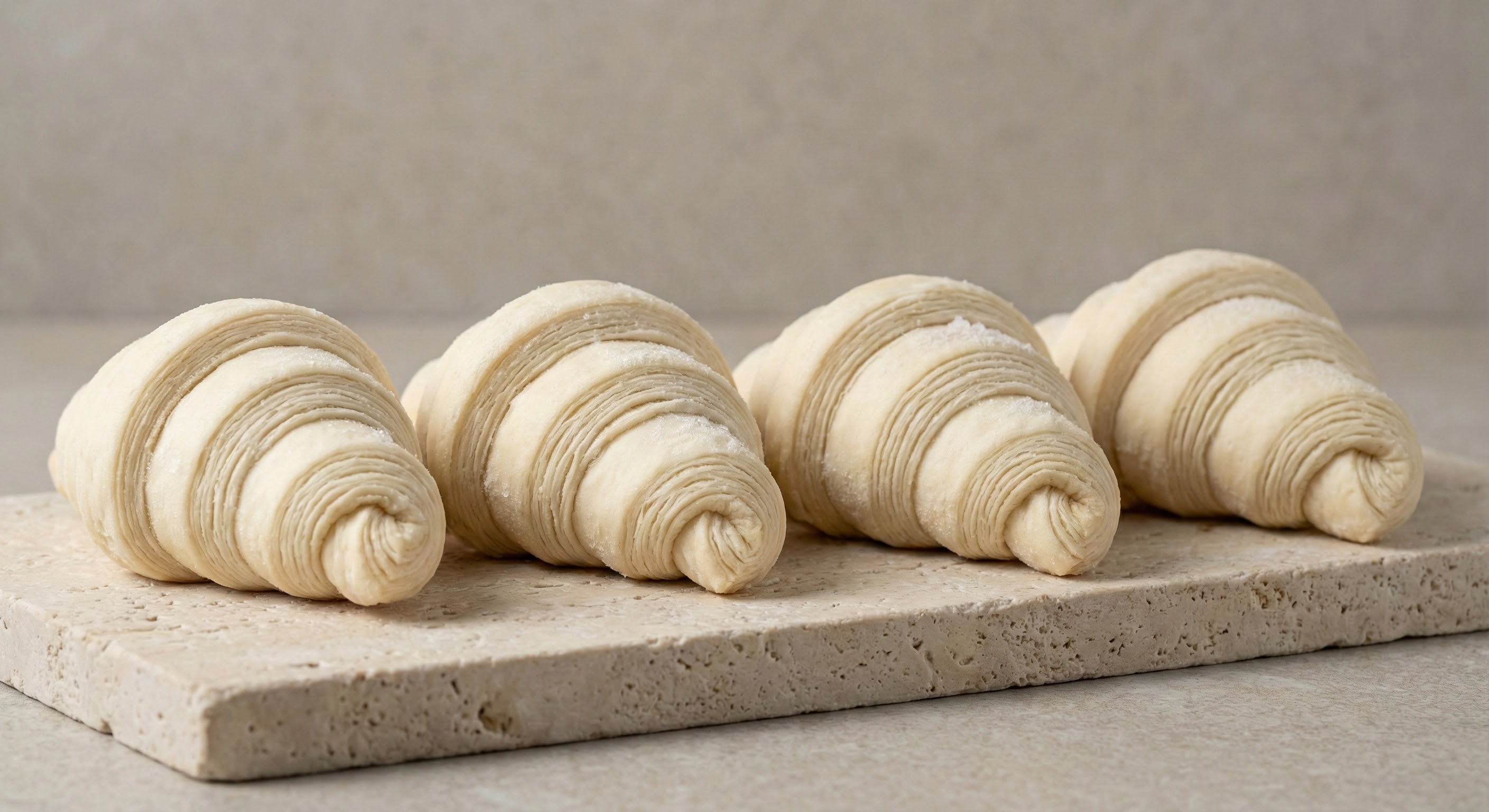 Raw frozen croissants before baking