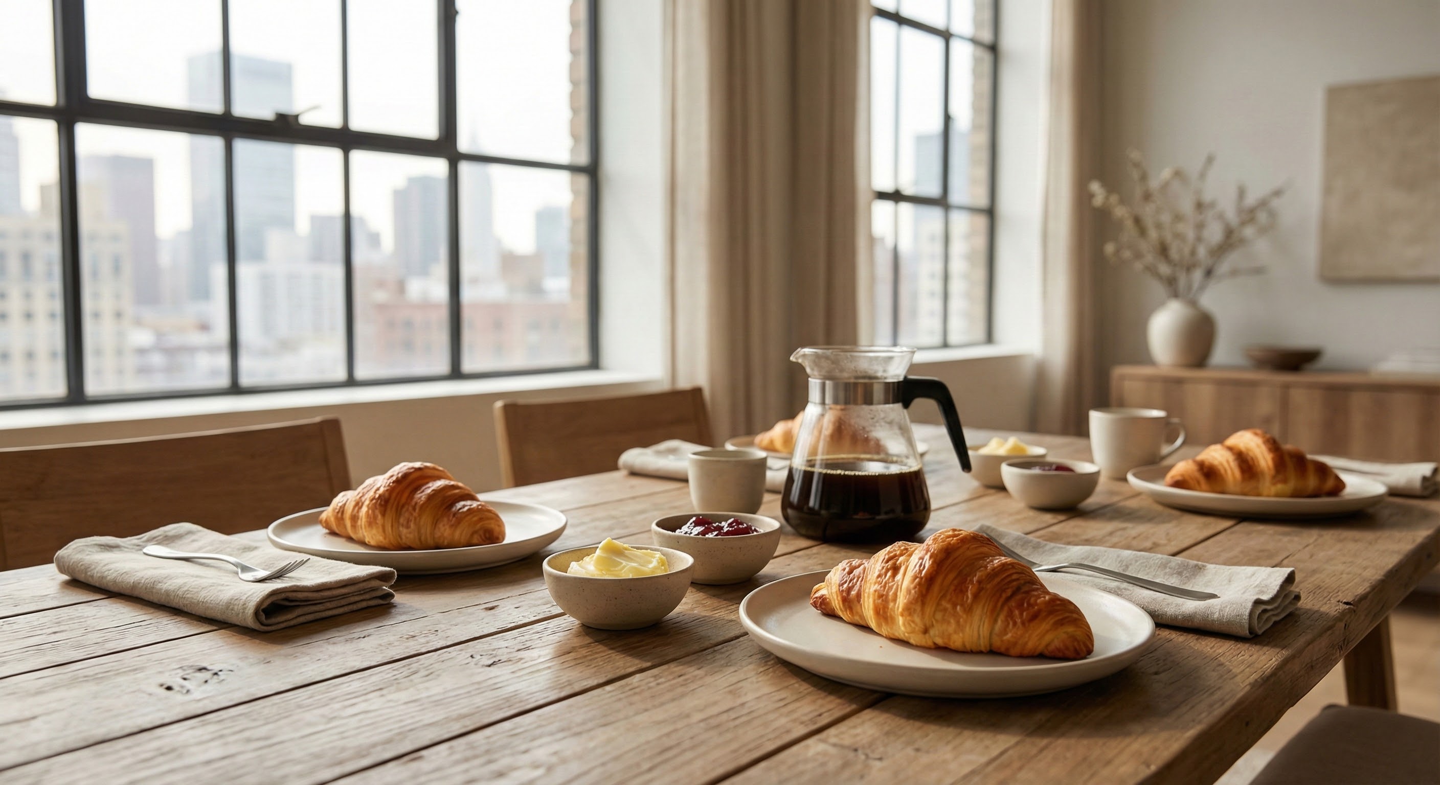 Freshly baked croissants at home
